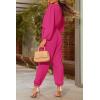 imagePRETTYGARDEN Womens Spring Fall Jumpsuits Casual Dressy One Piece Outfits V Neck Long Sleeve Belt Pockets Long Pants RomperRose Red