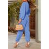 imagePRETTYGARDEN Womens Spring Fall Jumpsuits Casual Dressy One Piece Outfits V Neck Long Sleeve Belt Pockets Long Pants RomperSky Blue