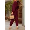 imagePRETTYGARDEN Womens Spring Fall Jumpsuits Casual Dressy One Piece Outfits V Neck Long Sleeve Belt Pockets Long Pants RomperWine Red