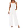 imagePRETTYGARDEN Summer Sleeveless Jumpsuits for Women Dressy Square Neck Wide Leg Pants Knitted One Piece Rompers with PocketsWhite
