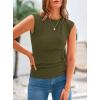 imagePRETTYGARDEN Womens Ribbed Tank Tops 2025 Summer Cap Sleeve Slim Fitted Knit Basic Casual Tee Shirts Trendy Fashion ClothesArmy Green