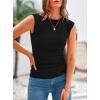 imagePRETTYGARDEN Womens Ribbed Tank Tops 2025 Summer Cap Sleeve Slim Fitted Knit Basic Casual Tee Shirts Trendy Fashion ClothesBlack