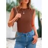 imagePRETTYGARDEN Womens Ribbed Tank Tops 2025 Summer Cap Sleeve Slim Fitted Knit Basic Casual Tee Shirts Trendy Fashion ClothesBrown