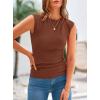 imagePRETTYGARDEN Womens Ribbed Tank Tops 2025 Summer Cap Sleeve Slim Fitted Knit Basic Casual Tee Shirts Trendy Fashion ClothesBrown
