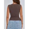 imagePRETTYGARDEN Womens Ribbed Tank Tops 2025 Summer Cap Sleeve Slim Fitted Knit Basic Casual Tee Shirts Trendy Fashion ClothesDark Coffee