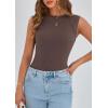 imagePRETTYGARDEN Womens Ribbed Tank Tops 2025 Summer Cap Sleeve Slim Fitted Knit Basic Casual Tee Shirts Trendy Fashion ClothesDark Coffee