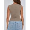 imagePRETTYGARDEN Womens Ribbed Tank Tops 2025 Summer Cap Sleeve Slim Fitted Knit Basic Casual Tee Shirts Trendy Fashion ClothesDark Khaki