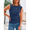 imagePRETTYGARDEN Womens Ribbed Tank Tops 2025 Summer Cap Sleeve Slim Fitted Knit Basic Casual Tee Shirts Trendy Fashion ClothesGrey Blue