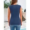 imagePRETTYGARDEN Womens Ribbed Tank Tops 2025 Summer Cap Sleeve Slim Fitted Knit Basic Casual Tee Shirts Trendy Fashion ClothesGrey Blue