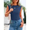 imagePRETTYGARDEN Womens Ribbed Tank Tops 2025 Summer Cap Sleeve Slim Fitted Knit Basic Casual Tee Shirts Trendy Fashion ClothesGrey Blue