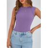 imagePRETTYGARDEN Womens Ribbed Tank Tops 2025 Summer Cap Sleeve Slim Fitted Knit Basic Casual Tee Shirts Trendy Fashion ClothesLight Purple
