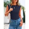 imagePRETTYGARDEN Womens Ribbed Tank Tops 2025 Summer Cap Sleeve Slim Fitted Knit Basic Casual Tee Shirts Trendy Fashion ClothesNavy