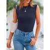 imagePRETTYGARDEN Womens Ribbed Tank Tops 2025 Summer Cap Sleeve Slim Fitted Knit Basic Casual Tee Shirts Trendy Fashion ClothesNavy