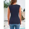 imagePRETTYGARDEN Womens Ribbed Tank Tops 2025 Summer Cap Sleeve Slim Fitted Knit Basic Casual Tee Shirts Trendy Fashion ClothesNavy