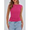 imagePRETTYGARDEN Womens Ribbed Tank Tops 2025 Summer Cap Sleeve Slim Fitted Knit Basic Casual Tee Shirts Trendy Fashion ClothesRose Red
