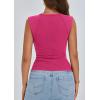 imagePRETTYGARDEN Womens Ribbed Tank Tops 2025 Summer Cap Sleeve Slim Fitted Knit Basic Casual Tee Shirts Trendy Fashion ClothesRose Red