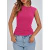 imagePRETTYGARDEN Womens Ribbed Tank Tops 2025 Summer Cap Sleeve Slim Fitted Knit Basic Casual Tee Shirts Trendy Fashion ClothesRose Red