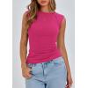 imagePRETTYGARDEN Womens Ribbed Tank Tops 2025 Summer Cap Sleeve Slim Fitted Knit Basic Casual Tee Shirts Trendy Fashion ClothesRose Red