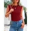 imagePRETTYGARDEN Womens Ribbed Tank Tops 2025 Summer Cap Sleeve Slim Fitted Knit Basic Casual Tee Shirts Trendy Fashion ClothesWine Red