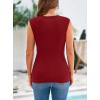 imagePRETTYGARDEN Womens Ribbed Tank Tops 2025 Summer Cap Sleeve Slim Fitted Knit Basic Casual Tee Shirts Trendy Fashion ClothesWine Red