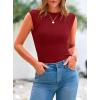 imagePRETTYGARDEN Womens Ribbed Tank Tops 2025 Summer Cap Sleeve Slim Fitted Knit Basic Casual Tee Shirts Trendy Fashion ClothesWine Red