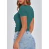 imagePRETTYGARDEN Womens 2025 Spring Summer Short Sleeve Tops Ribbed Henley Button Slim Fit Basic Casual T Shirts Blouse ClothingLake Blue