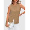 imagePRETTYGARDEN Womens Sweater Vests 2025 Summer Sleeveless Tank Tops Knit Button Down Cardigan Spring Trendy ClothesKhaki