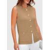 imagePRETTYGARDEN Womens Sweater Vests 2025 Summer Sleeveless Tank Tops Knit Button Down Cardigan Spring Trendy ClothesKhaki