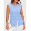 imagePRETTYGARDEN Womens Sweater Vests 2025 Summer Sleeveless Tank Tops Knit Button Down Cardigan Spring Trendy ClothesLight Blue