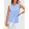 imagePRETTYGARDEN Womens Sweater Vests 2025 Summer Sleeveless Tank Tops Knit Button Down Cardigan Spring Trendy ClothesLight Blue