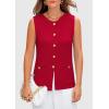 imagePRETTYGARDEN Womens Sweater Vests 2025 Summer Sleeveless Tank Tops Knit Button Down Cardigan Spring Trendy ClothesRed