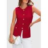 imagePRETTYGARDEN Womens Sweater Vests 2025 Summer Sleeveless Tank Tops Knit Button Down Cardigan Spring Trendy ClothesRed