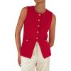 imagePRETTYGARDEN Womens Sweater Vests 2025 Summer Sleeveless Tank Tops Knit Button Down Cardigan Spring Trendy ClothesRed