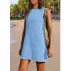 imagePRETTYGARDEN Womens Beach Cover Up Dress 2025 Summer Sleeveless Hollow Out Bathing Suit Swimwear Resort Vacation CoverupLight Blue