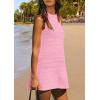 imagePRETTYGARDEN Womens Beach Cover Up Dress 2025 Summer Sleeveless Hollow Out Bathing Suit Swimwear Resort Vacation CoverupPink