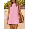 imagePRETTYGARDEN Womens Beach Cover Up Dress 2025 Summer Sleeveless Hollow Out Bathing Suit Swimwear Resort Vacation CoverupPink