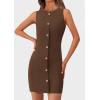 imagePRETTYGARDEN Womens Formal Dresses Summer 2025 Business Sleeveless Button Down Short Dress Elegant Work Office OutfitsBrown