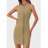 imagePRETTYGARDEN Womens Formal Dresses Summer 2025 Business Sleeveless Button Down Short Dress Elegant Work Office OutfitsKhaki