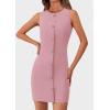 imagePRETTYGARDEN Womens Formal Dresses Summer 2025 Business Sleeveless Button Down Short Dress Elegant Work Office OutfitsPink