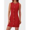imagePRETTYGARDEN Womens Formal Dresses Summer 2025 Business Sleeveless Button Down Short Dress Elegant Work Office OutfitsRed