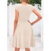 imagePRETTYGARDEN Womens Short Summer Dresses Crewneck Cap Sleeve Ribbed Knit Casual Flowy A Line Mini Dress with PocketsApricot Pink