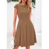 imagePRETTYGARDEN Womens Short Summer Dresses Crewneck Cap Sleeve Ribbed Knit Casual Flowy A Line Mini Dress with PocketsBrown