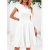 imagePRETTYGARDEN Womens Short Summer Dresses Crewneck Cap Sleeve Ribbed Knit Casual Flowy A Line Mini Dress with PocketsWhite