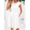 imagePRETTYGARDEN Womens Short Summer Dresses Crewneck Cap Sleeve Ribbed Knit Casual Flowy A Line Mini Dress with PocketsWhite