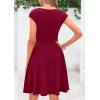 imagePRETTYGARDEN Womens Short Summer Dresses Crewneck Cap Sleeve Ribbed Knit Casual Flowy A Line Mini Dress with PocketsWine Red