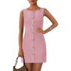 imagePRETTYGARDEN Womens Formal Dresses Summer 2025 Business Sleeveless Button Down Short Dress Elegant Work Office OutfitsPink