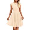imagePRETTYGARDEN Womens Short Summer Dresses Crewneck Cap Sleeve Ribbed Knit Casual Flowy A Line Mini Dress with PocketsApricot
