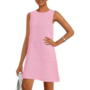 imagePRETTYGARDEN Womens Beach Cover Up Dress 2025 Summer Sleeveless Hollow Out Bathing Suit Swimwear Resort Vacation CoverupPink