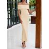 imagePRETTYGARDEN Off The Shoulder Dresses for Women 2025 Summer Elegant Bodycon Formal Cocktail Party Evening Maxi Long DressApricot
