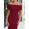 imagePRETTYGARDEN Off The Shoulder Dresses for Women 2025 Summer Elegant Bodycon Formal Cocktail Party Evening Maxi Long DressWine Red